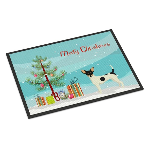 Carolines Treasures 18 x 27 in. Toy Fox Terrier Christmas Tree Indoor or Outdoor Mat CK3567MAT - main